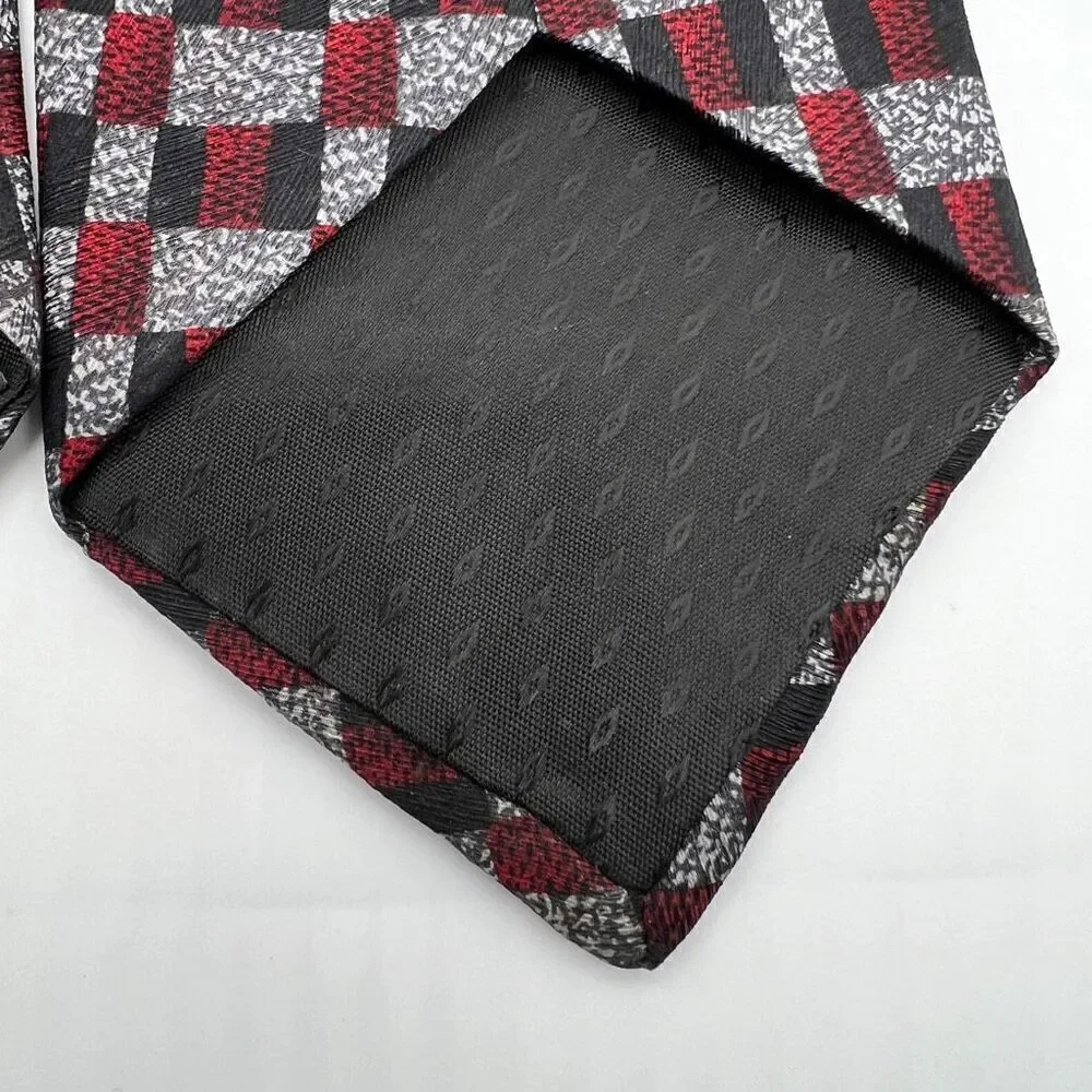 Galleria & Co Necktie Tie All Italian Silk Made in USA Red Black and White Check